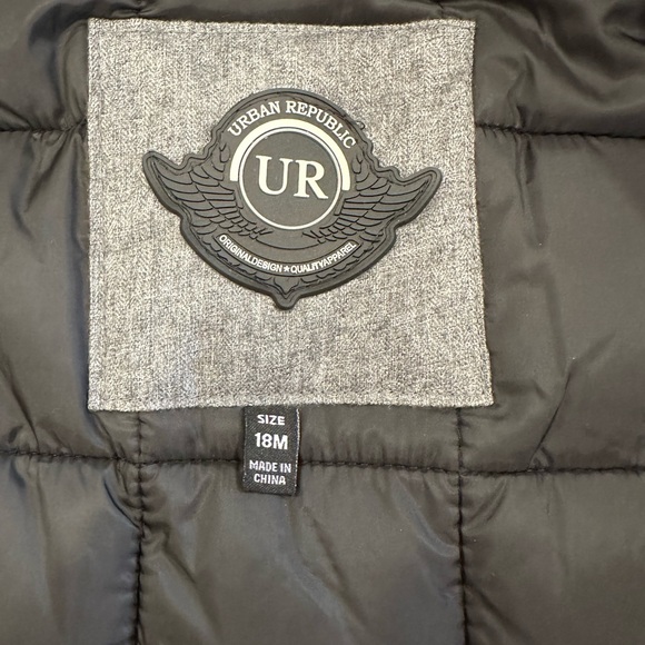 NWT Urban Republic Kids Quilted Zip Front Hooded Jacket, Grey, 18 Months - Picture 5 of 8